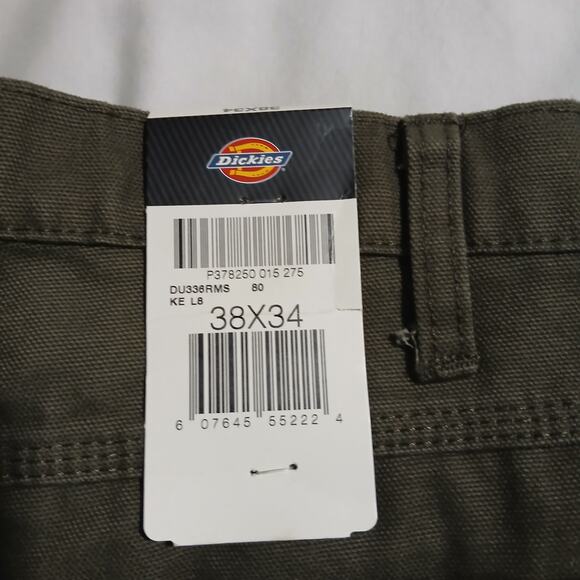 NWT DICKIES 38x34 Men's Olive Relaxed Fit Canvas Carpenter Pants 100% Cotton - Picture 2 of 13